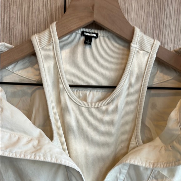 Monrow Cream Ribbed Top - Picture 4 of 7